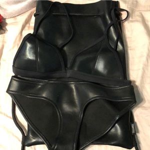 Triangle leather bikini
